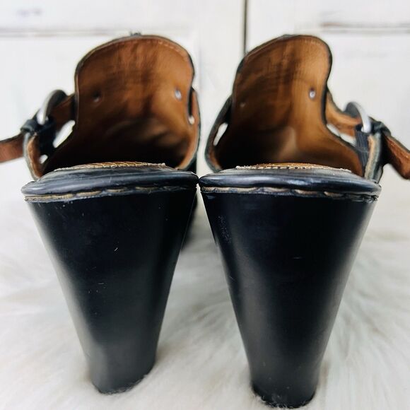 Boc Born Concepts Black Leather Heeled Clogs Mules - Size US9 EU40 - Picture 6 of 9